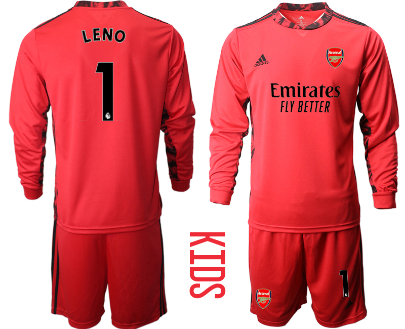Youth 2020-2021 club Arsenal red long sleeved Goalkeeper #1 Soccer Jerseys